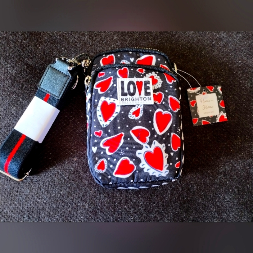Brighton Black and Red Heart Crossbody Bag